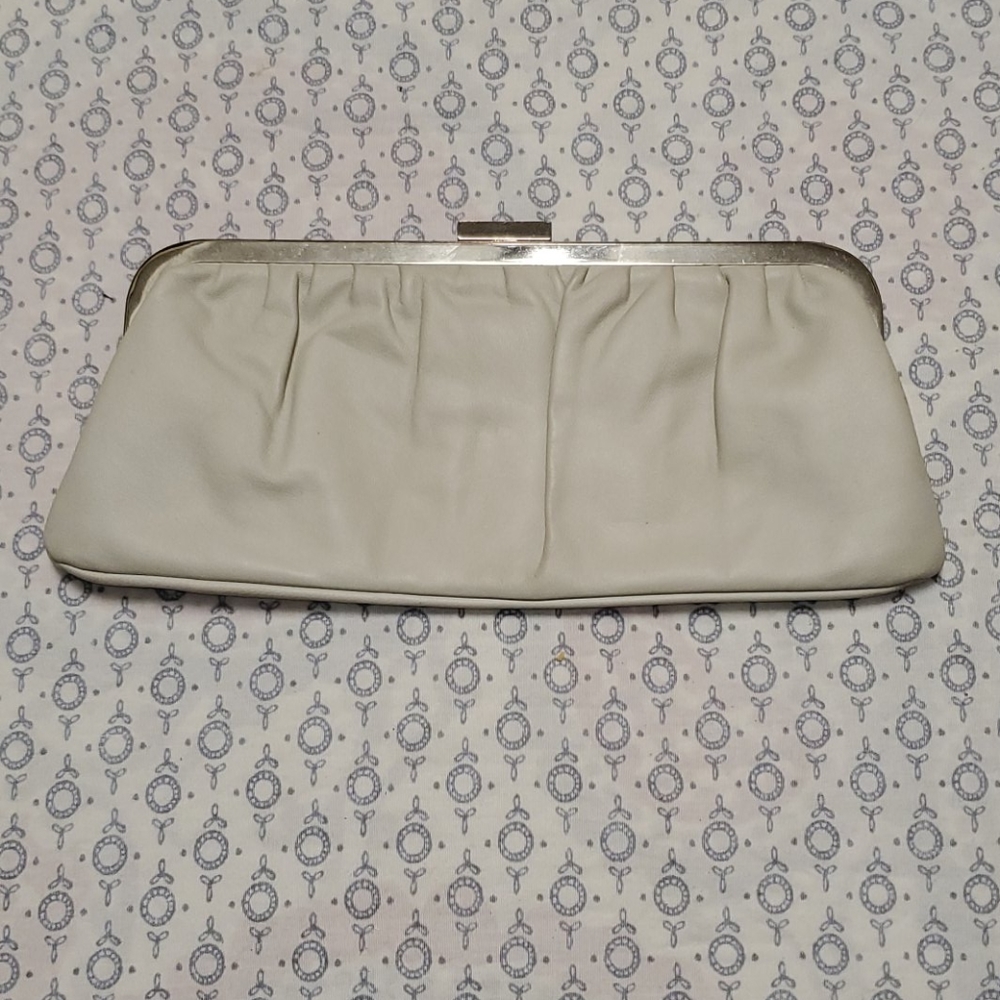 Express Beige Leather Clutch Bag